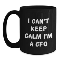 Funny CFO Gifts for Men, Black Coffee Mug with I Cant Keep Calm Im A CFO Quote, Gifts from Family to Family - Main