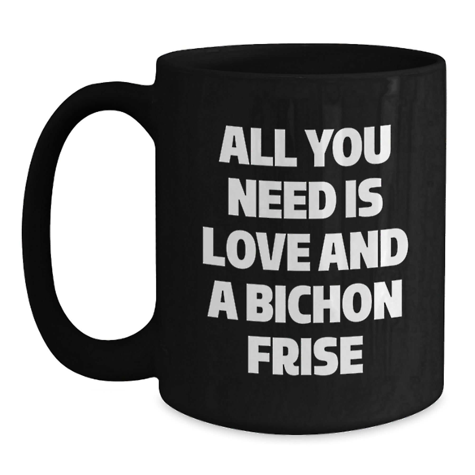 Funny Bichon Frise Dog Gifts for Friends, Black Coffee Mug, Gifts from Family for Birthday Unique - Main