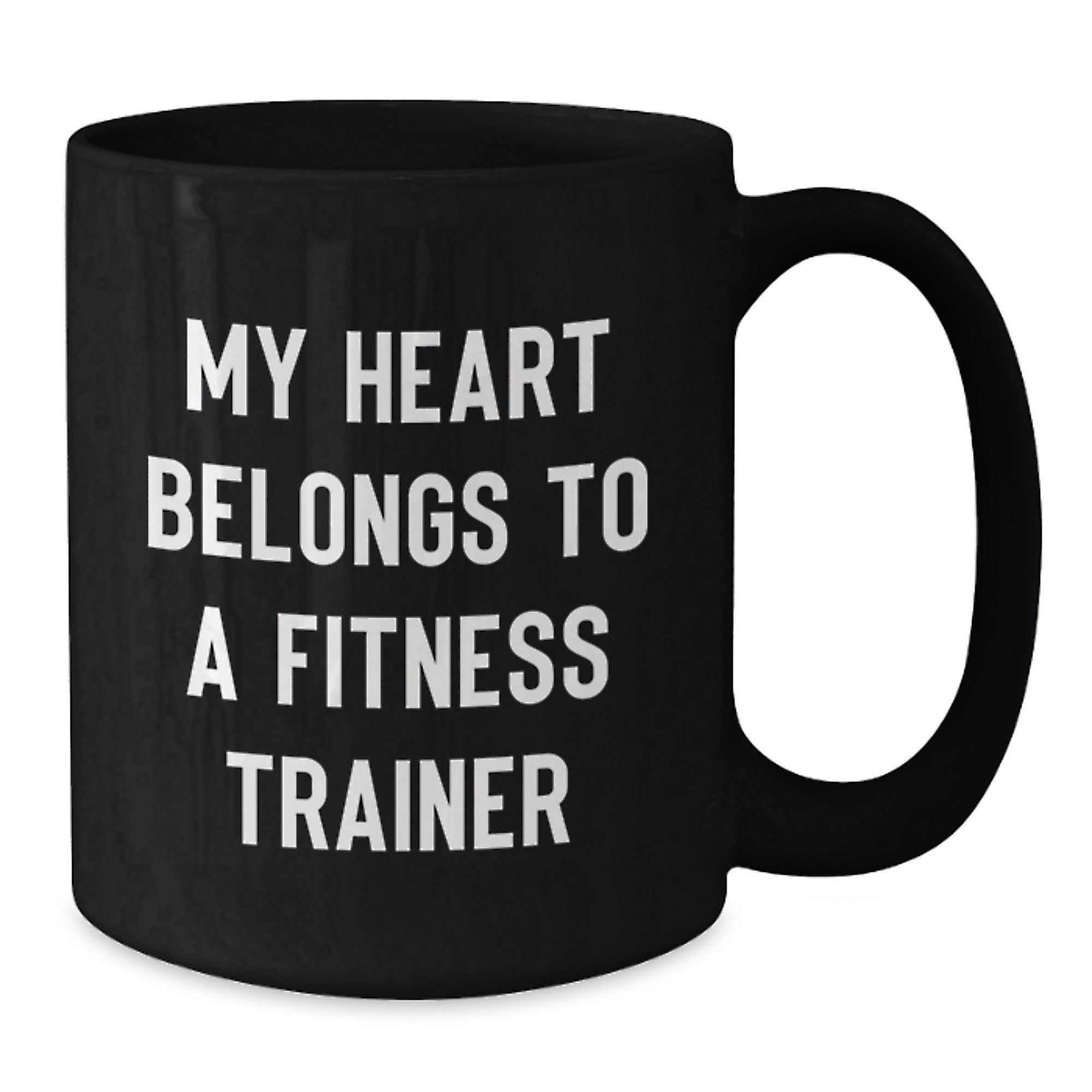 Funny Fitness Trainer Gifts for Him or Her, Black Coffee Mug with My Heart Belongs To A Fitness Trainer Quote, Perfect Christmas Unique Gifts from Friends, Family or Coworkers - Additional
