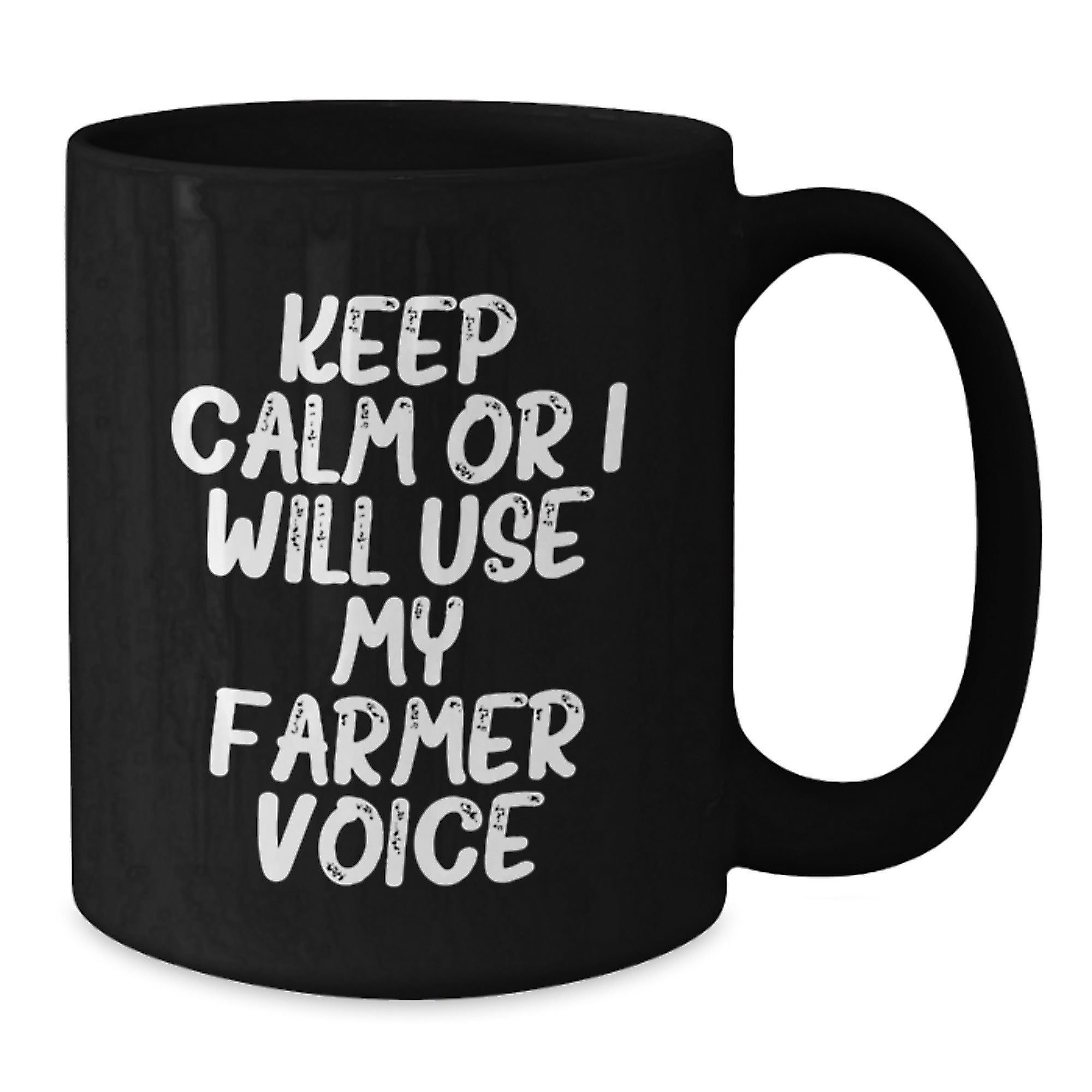 Funny Farmer Gifts for Friends, Men, and Coworkers - Keep Calm Or I Will Use My Farmer Voice Black Coffee Mug, Black Ceramic Mugs for Christmas Unique Gifts - Additional