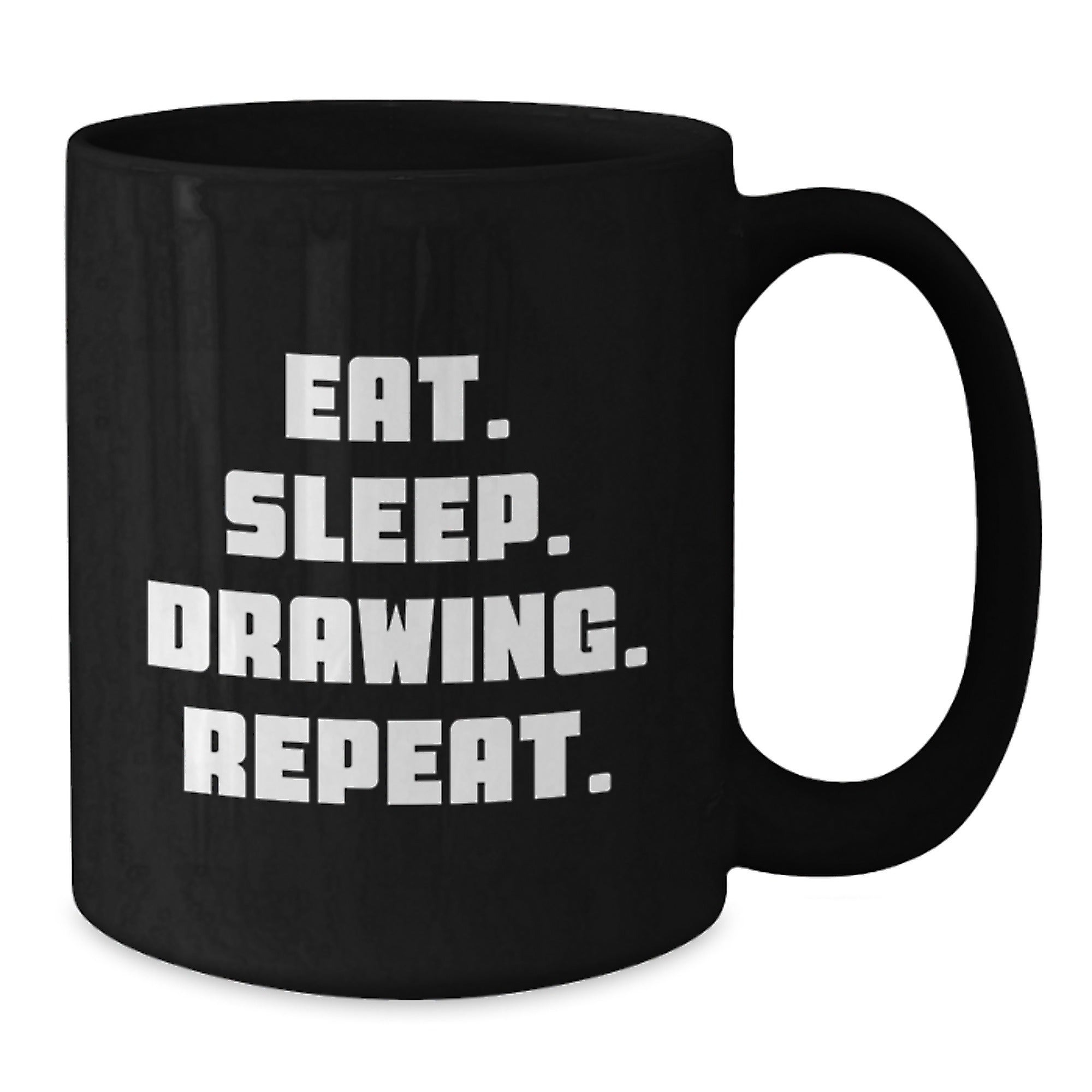 Funny Gift for Drawing Enthusiasts, Eat. Sleep. Drawing. Repeat. Graduation Unique Gifts from Friends to Coworkers, Black Coffee Mug - Additional