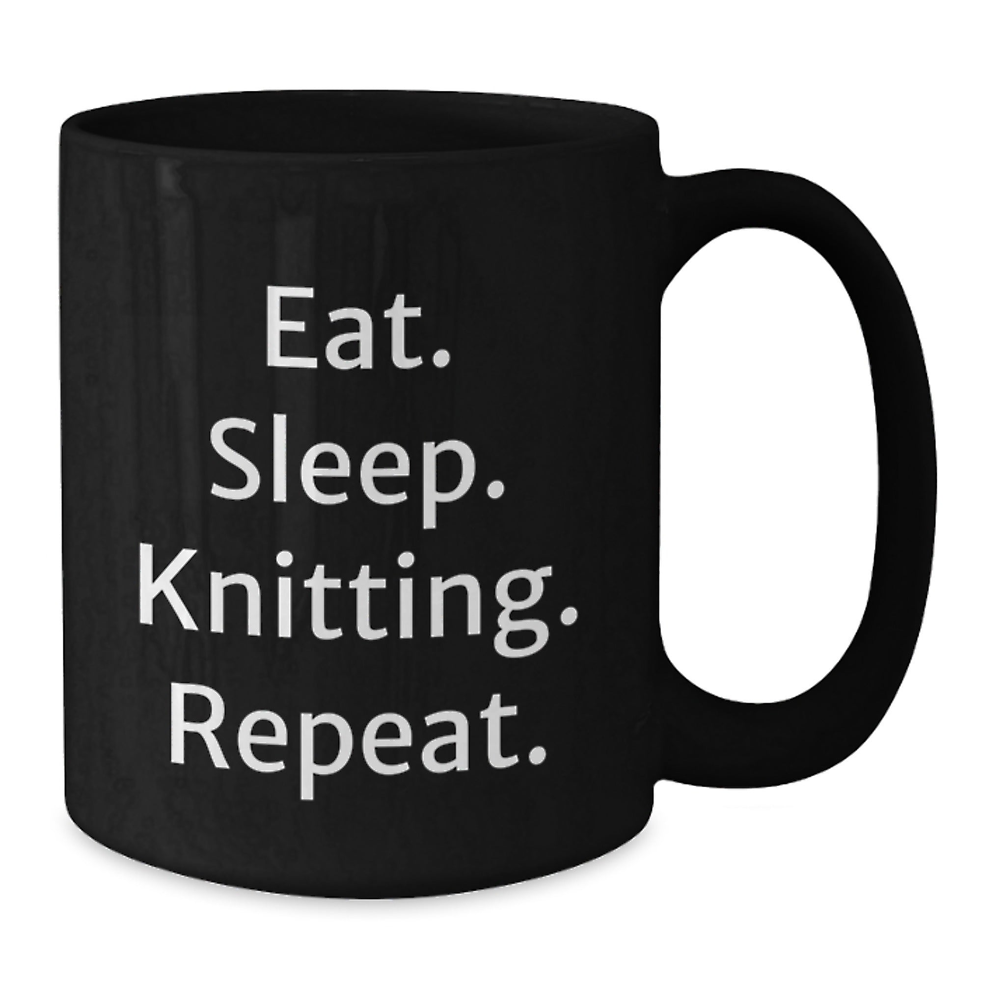Knitting Enthusiasts Gifts Funny Eat Sleep Knitting Repeat Black Coffee Mug for Knitting Friends Family - Additional