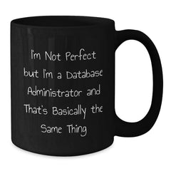Funny Database Administrator Gifts from Friends for Birthday - I'm Not Perfect Black Coffee Mug - Additional