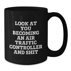 Funny Air Traffic Controller Jokes Black Coffee Mug Gifts for Him from Son - Additional