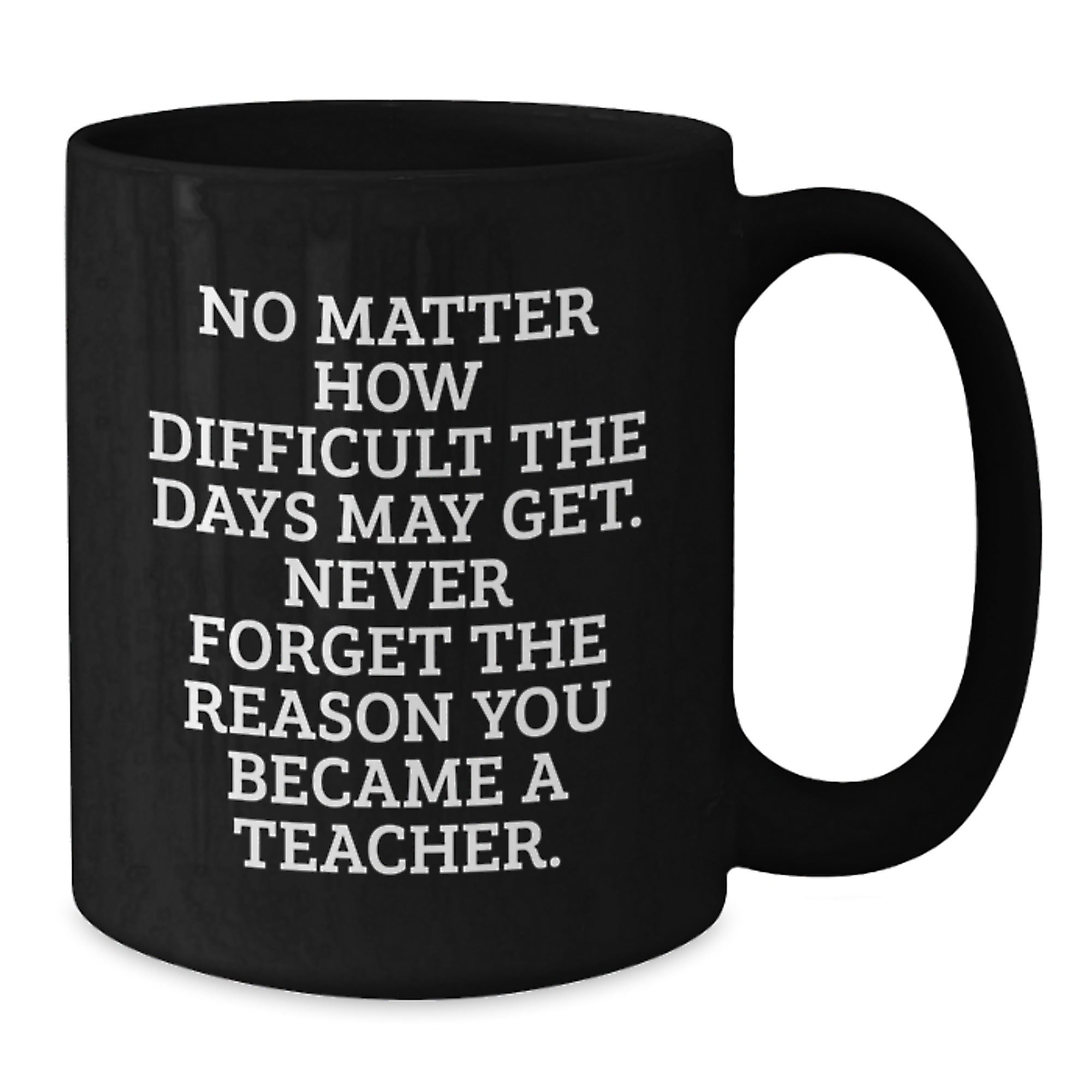 Inspiring Teacher Gifts from Friends - 'No Matter How Difficult' Black Coffee Mug for Graduation - Additional