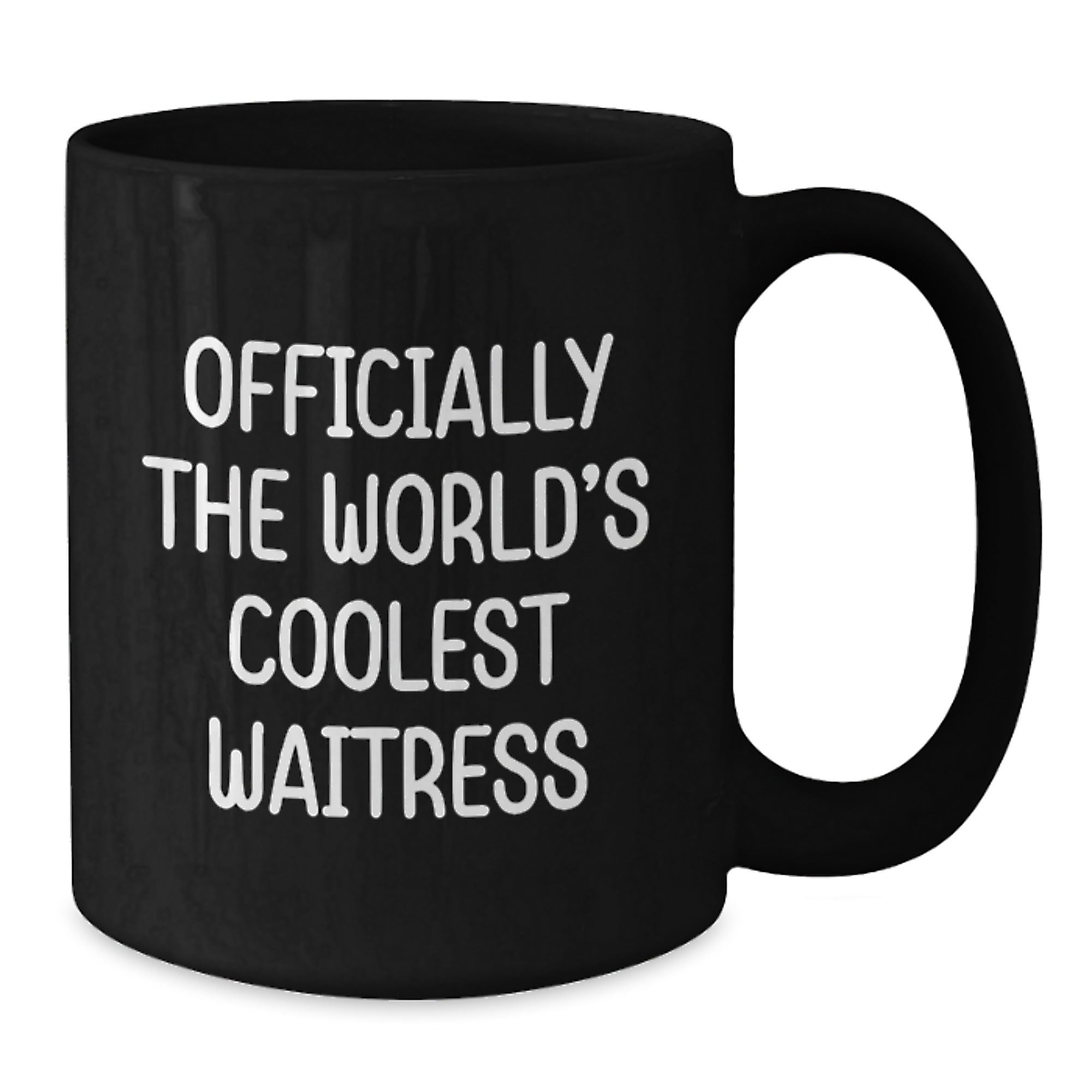 Funny Waitress Gifts, Officially The World's Coolest Waitress, Black Coffee Mug for Graduation, Gifts from Friends, Gifts for Waitress - Additional