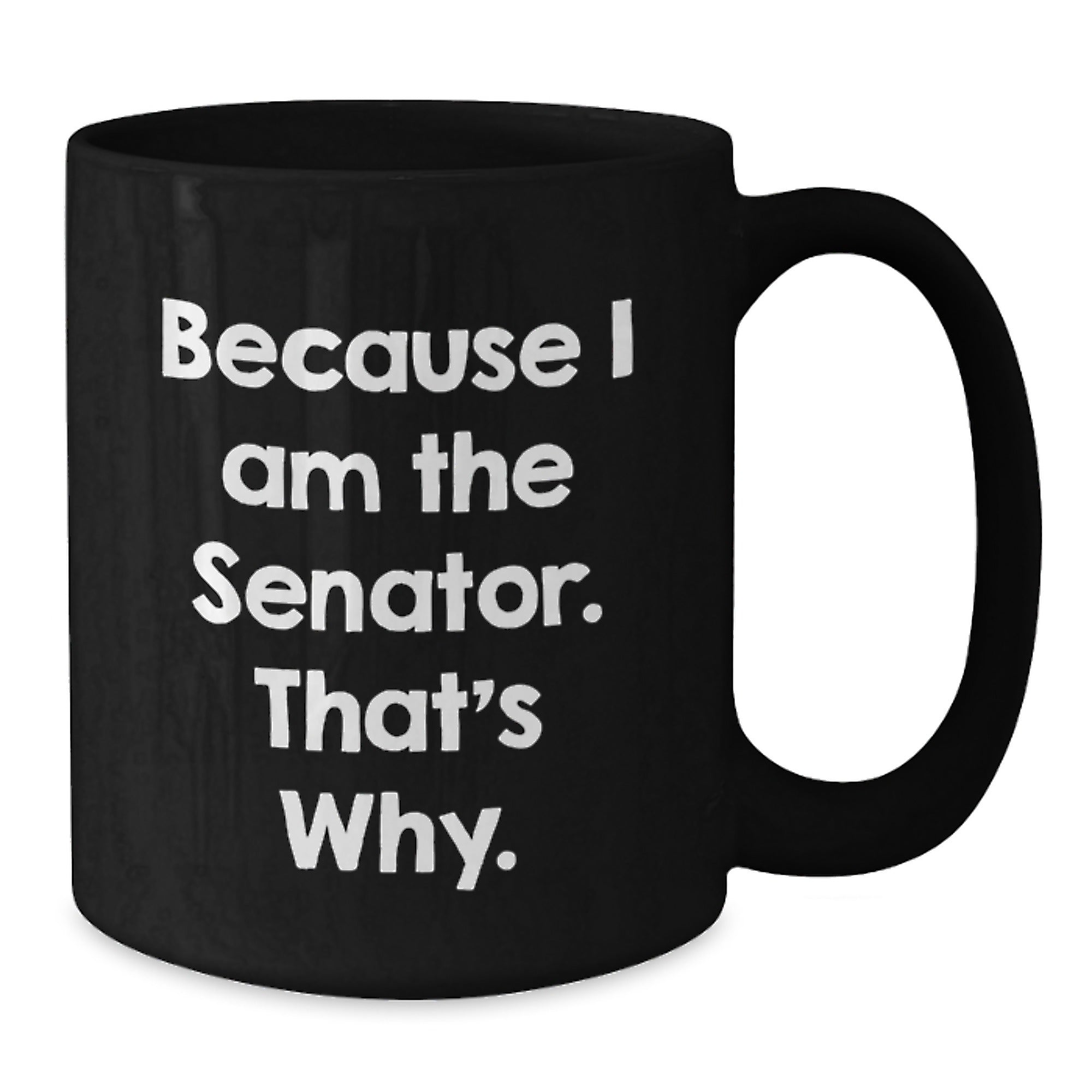 Senator Gift Ideas - Because I Am The Senator. That's Why. Funny Black Coffee Mug, Birthday Unique Gifts from Friends to Senator - Additional