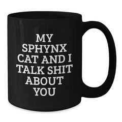 Funny Sphynx Cat Gifts from Men - Unique Valentine's Black Coffee Mug for Women Friends Coworkers - Additional