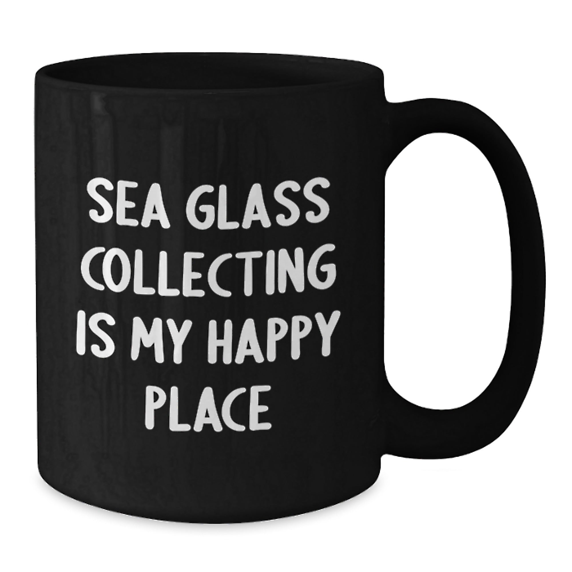Sea Glass Collecting Gifts for Friends and Family - Valentine's Unique Mugs - 'Sea Glass Collecting Is My Happy Place' Funny Quote Black Coffee Mug - Additional