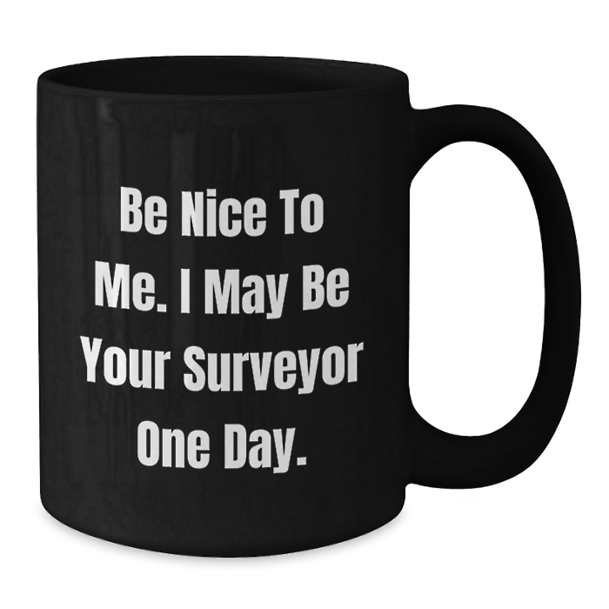 Funny Surveyor Gifts from Friends for Men - Be Nice To Me I May Be Your Surveyor One Day Black Coffee Mug Christmas Unique - Additional