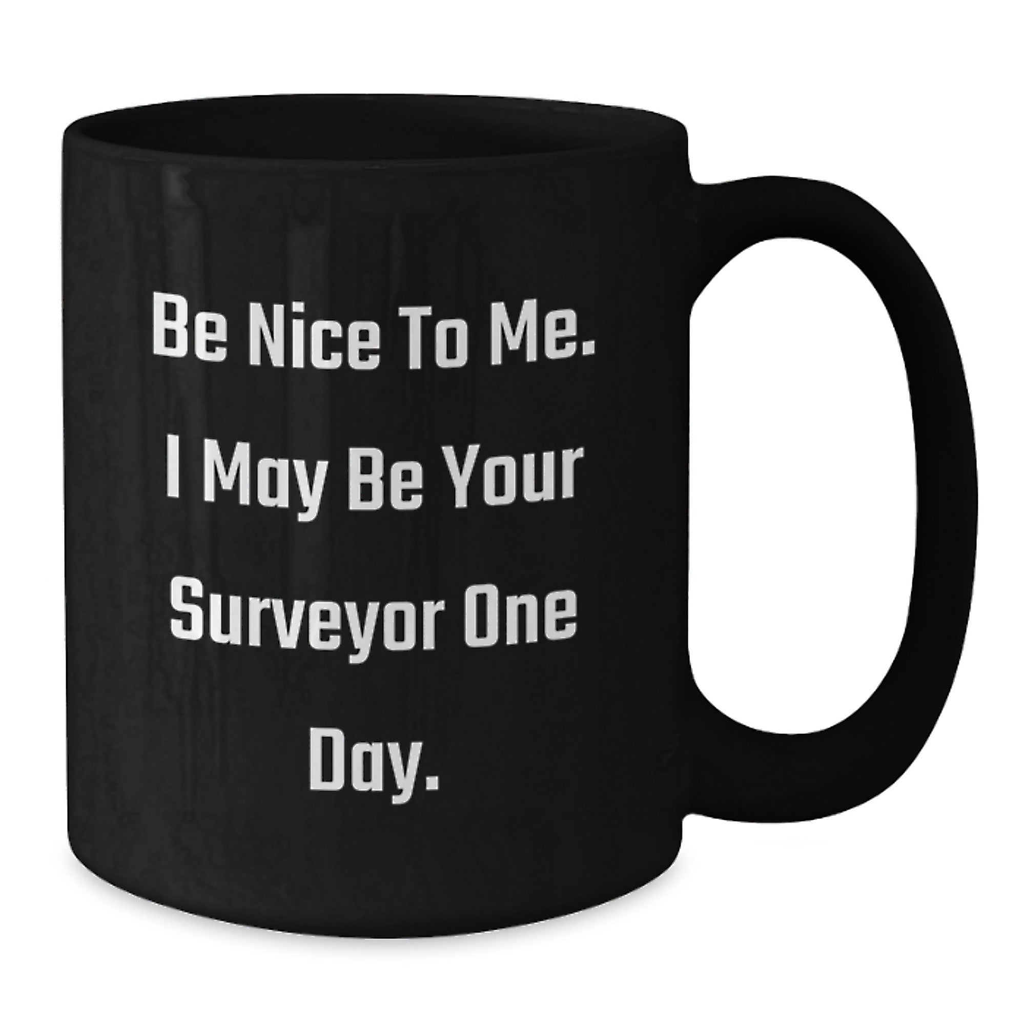 Funny Surveyor Gifts for Men, Surveyor Black Coffee Mug, 'Be Nice To Me I May Be Your Surveyor One Day', Christmas Unique Gifts from Friends - Additional