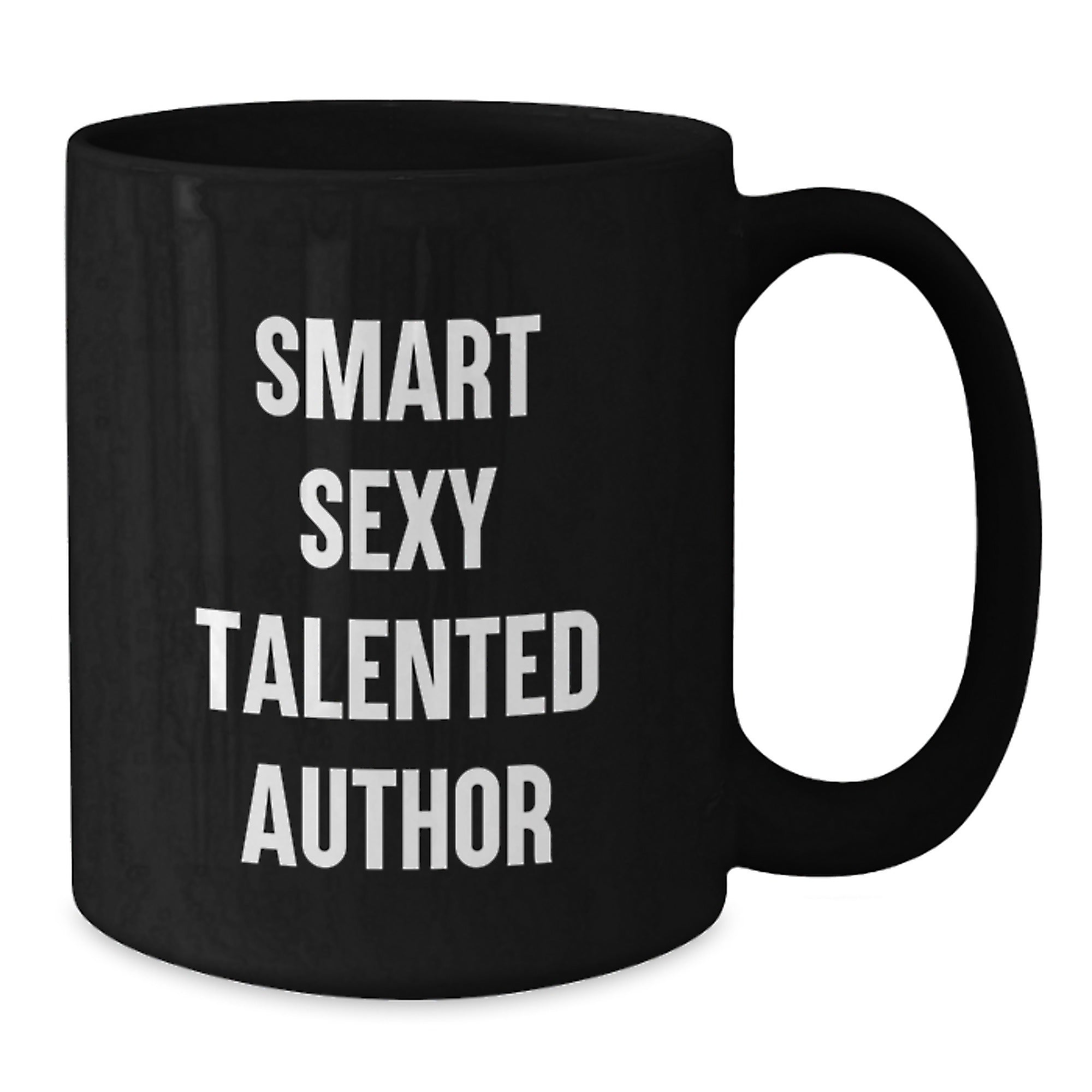Funny Author Gifts from Friends for Graduation, 'Smart Sexy Talented Author' Quote on Black Ceramic Mug, 11oz or 15oz, Microwave and Dishwasher Safe - Additional