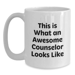 Funny Counselor Gifts from Friends for Awesome Counselor, White Coffee Mug for Graduation, This Is What An Awesome Counselor Looks Like - Main