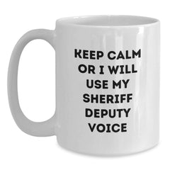 Funny Sheriff Deputy Christmas Unique Gifts from Men, Gifts for Sheriff Deputy Friends, Unique White Coffee Mug - Main