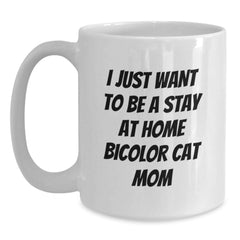 Bicolor Cat Mom Coffee Lovers Christmas Unique Gifts from Family to Bicolor Cat Enthusiast Funny White Ceramic Mug - Main