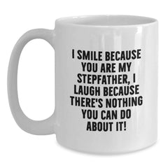 Funny Stepfather Gifts, White Coffee Mug with Quote, Gifts from Men to Stepfather, Unique Birthday Unique Gifts for Him - Main