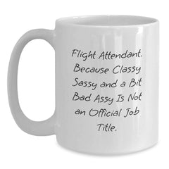 Christmas Unique Gifts for Flight Attendant Friends - White Coffee Mug with Funny Quote - Main