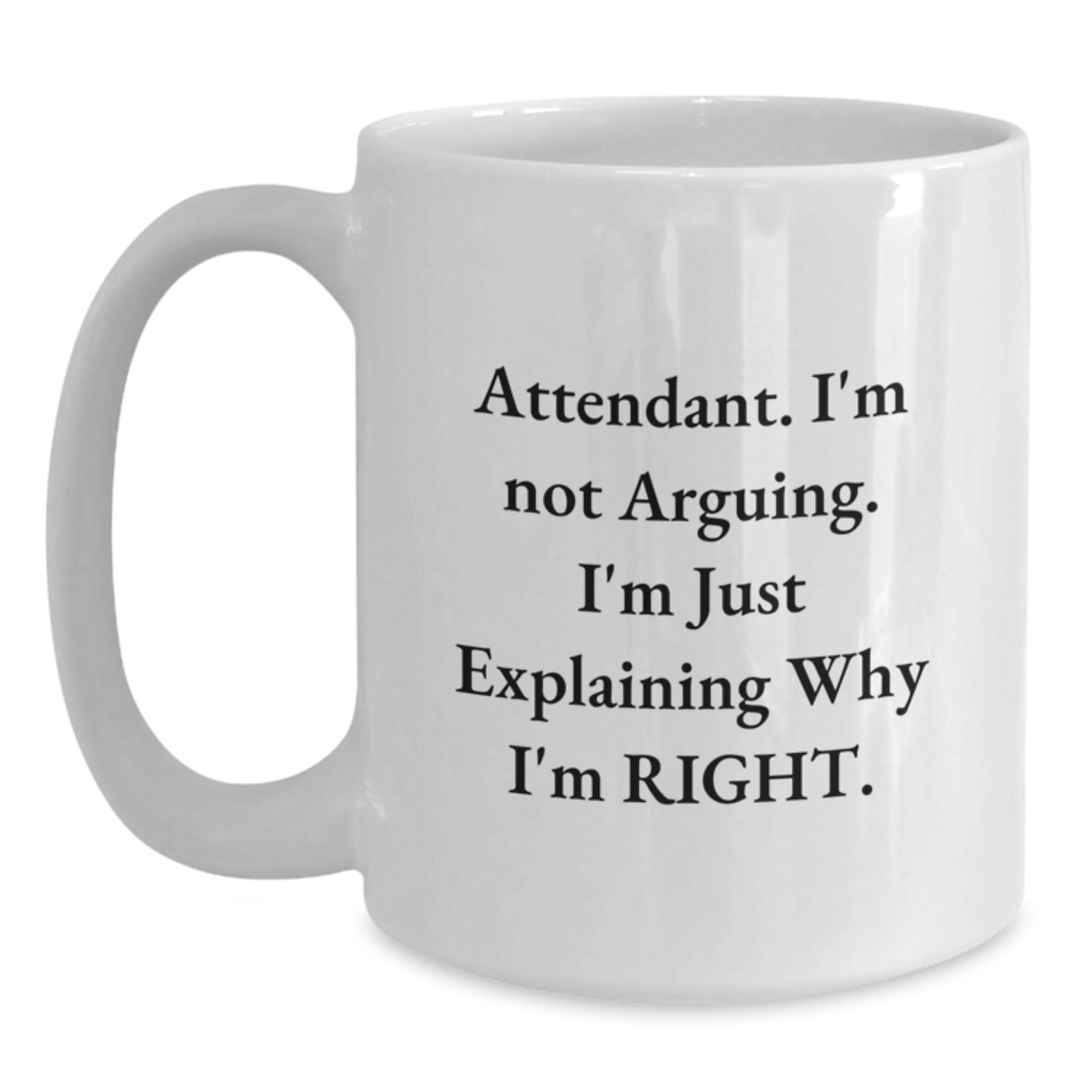 Funny Attendant Christmas White Coffee Mug Gifts from Friends and Family, 'I'm Not Arguing, I'm Just Explaining Why I'm Right' - Main
