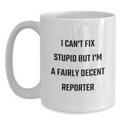 Funny Reporter White Coffee Mugs Gifts for Men Friends Coworkers from Family - Unique Christmas Memorable Present - Main