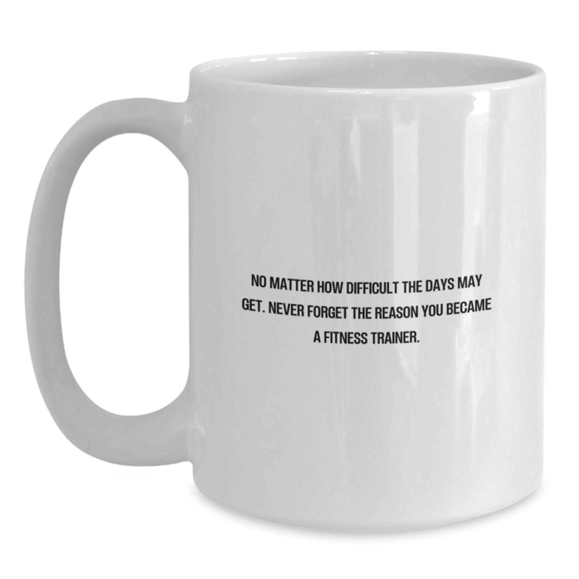 Funny Fitness Trainer Gifts for Her - White Coffee Mug, Inspirational Quote: Never Forget The Reason You Became A Fitness Trainer, Christmas Unique Gifts from Women - Main