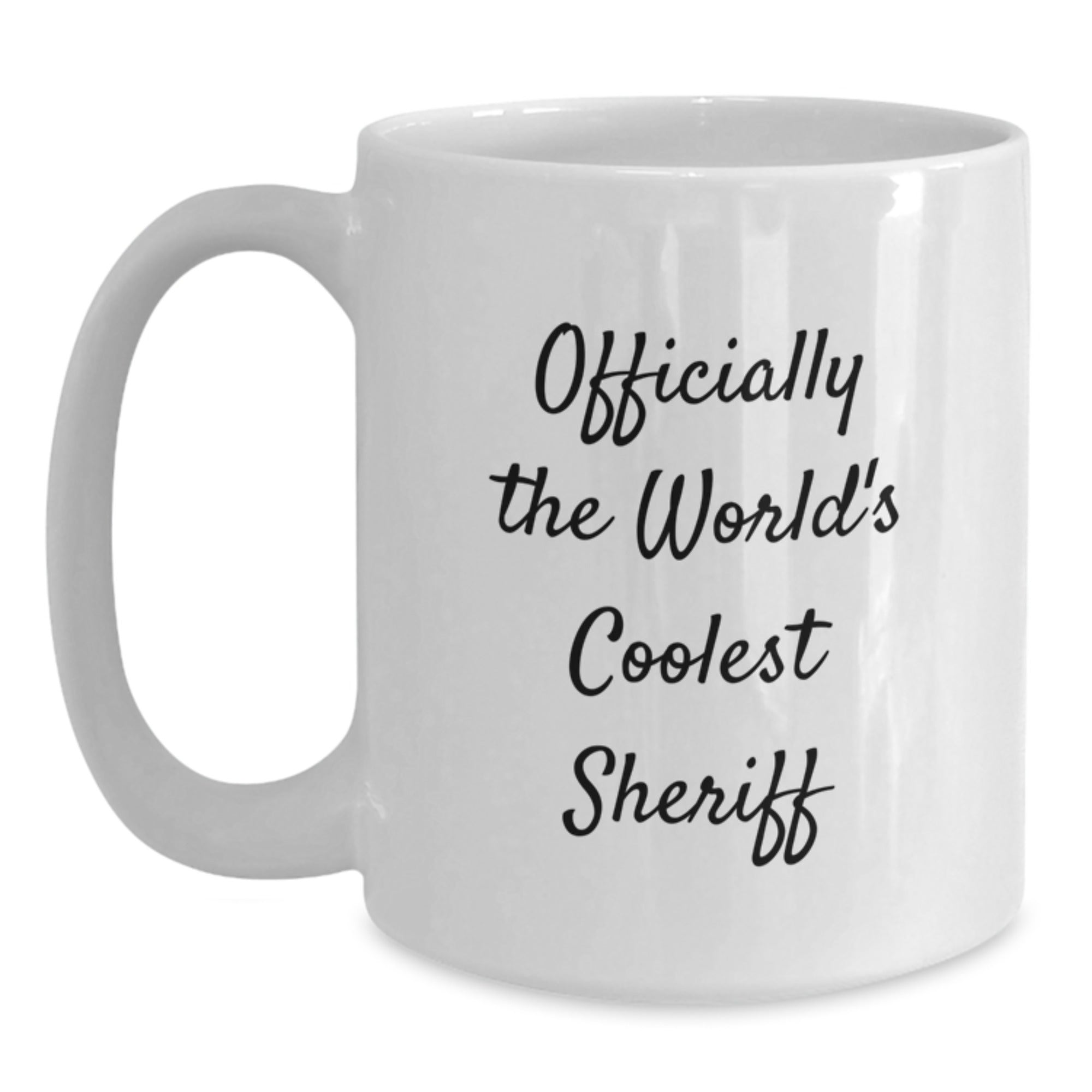 Sheriff Gifts for Him - 'Officially The World's Coolest Sheriff' Funny White Coffee Mug for Graduation, Perfect for Friends, Family, or Coworkers - Main