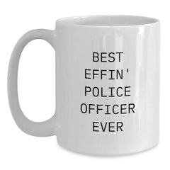 Funny Police Officer Gifts for Men, 'Best Effin' White Coffee Mug for Graduation, Gifts from Friends to Coworkers - Main