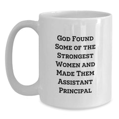 Funny Gifts from Men for Assistant Principal Women with White Coffee Mug Quote - God Made Them Strong - Main