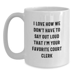 Funny Court Clerk Gifts for Men, White Coffee Mug from Coworkers, Christmas Unique Presents for Court Clerks - Main