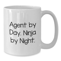 Agent By Day Ninja By Night White Coffee Mug Funny Agent Gifts for Graduation - Additional