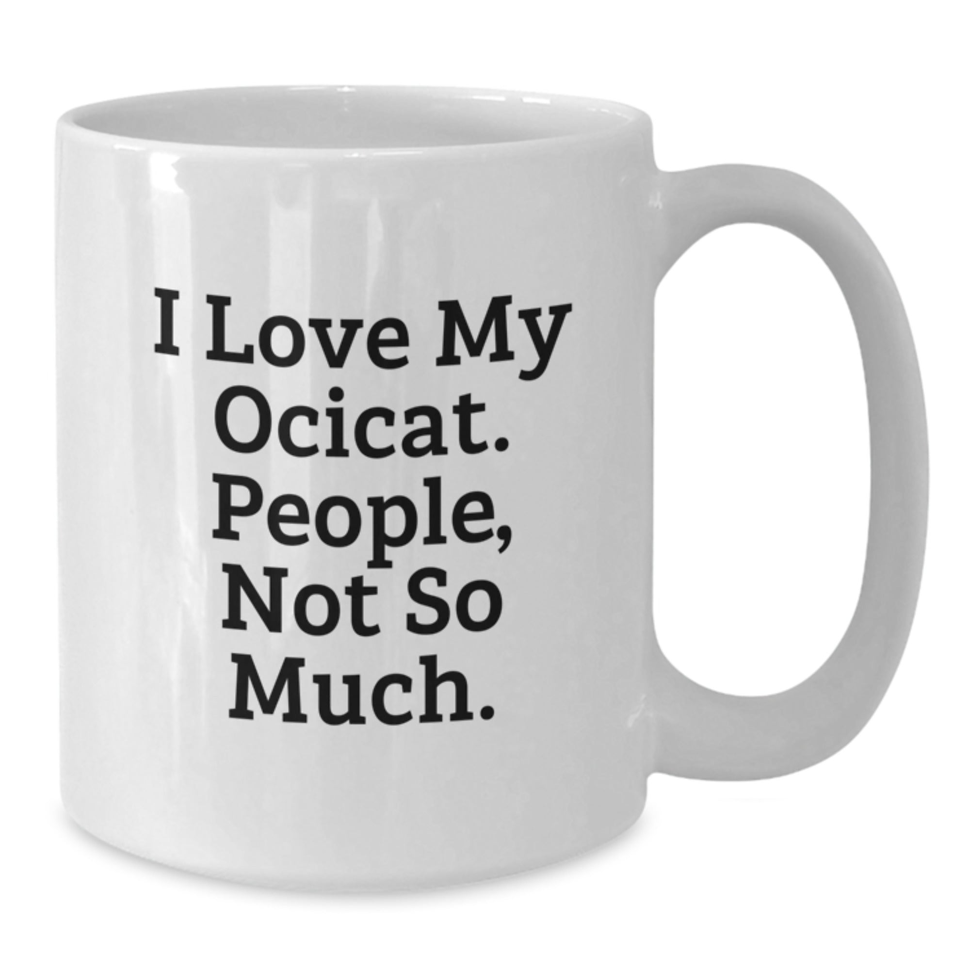 Ocicat Lovers Gifts from Friends for Birthday, Funny White Coffee Mug - 'I Love My Ocicat, People Not So Much.' - Additional
