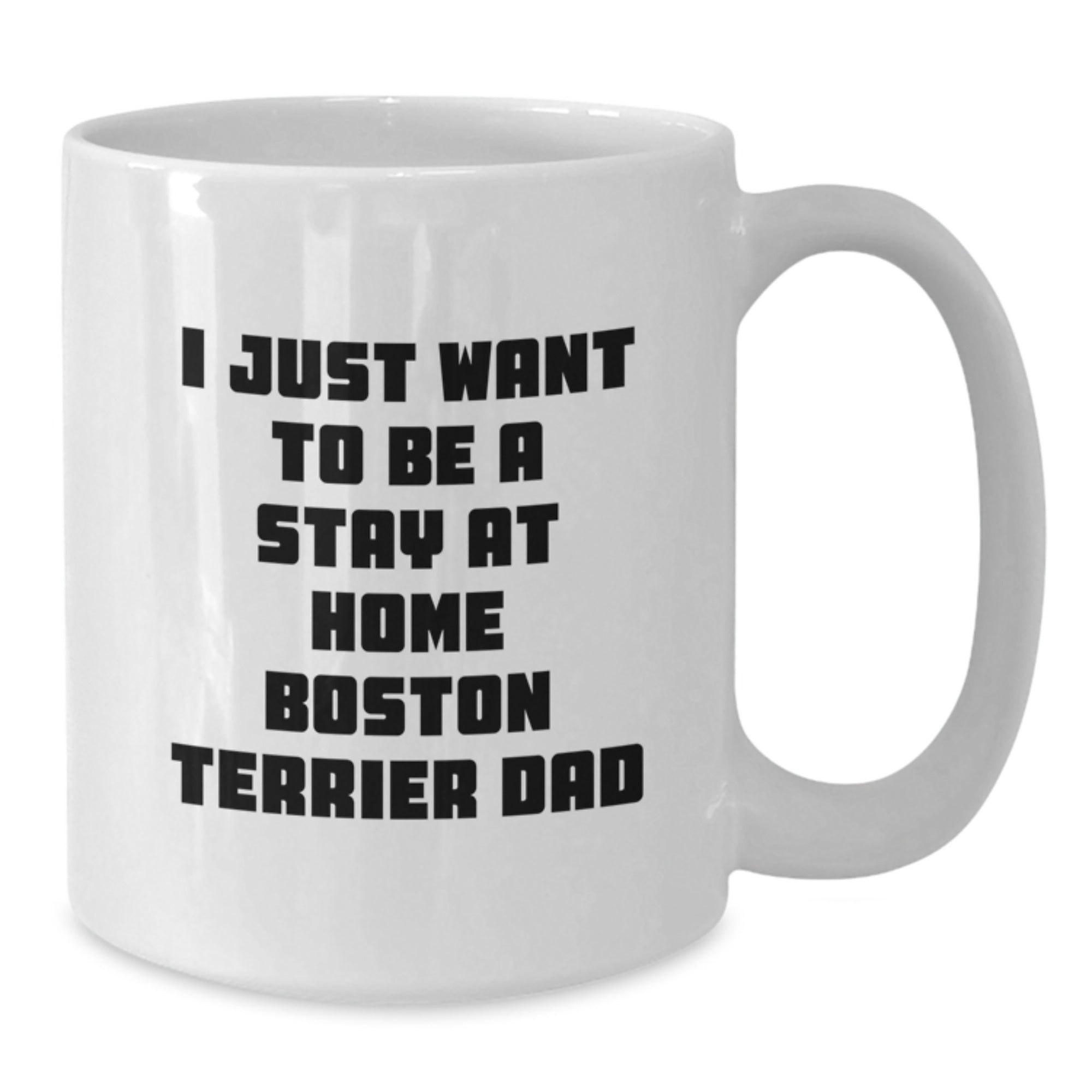 Boston Terrier Dad Gift, Funny Coffee Mug for Graduation, 'I Just Want To Be A Stay At Home Boston Terrier Dad' - Gifts from Men, Women, Friends, Family - Additional