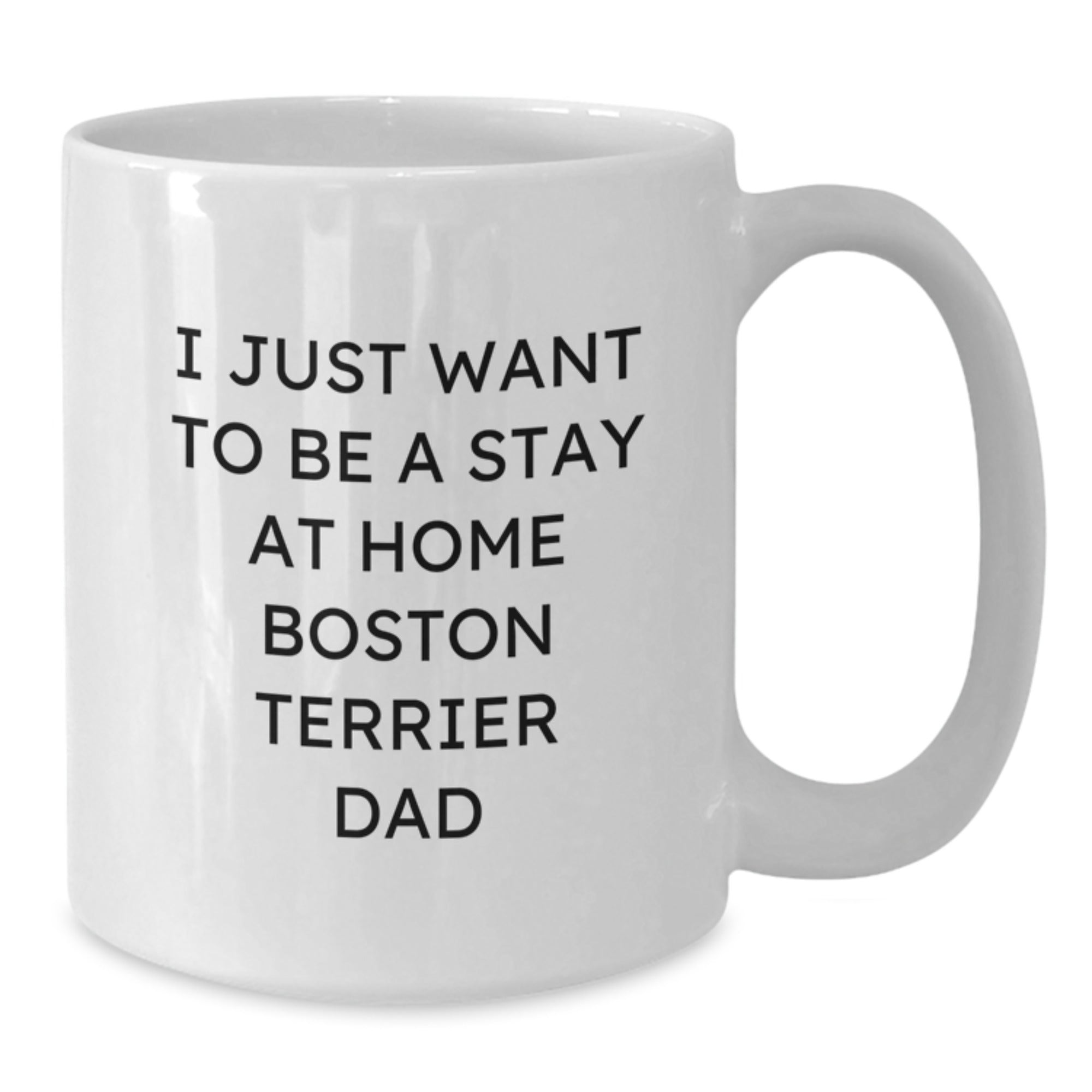 Funny Boston Terrier Dog Gifts, I Just Want To Be A Stay At Home Dad, White Coffee Mug for Graduation - Gifts from Men to Friends, Family, Coworkers, Boston Terrier Dog Lovers - Additional
