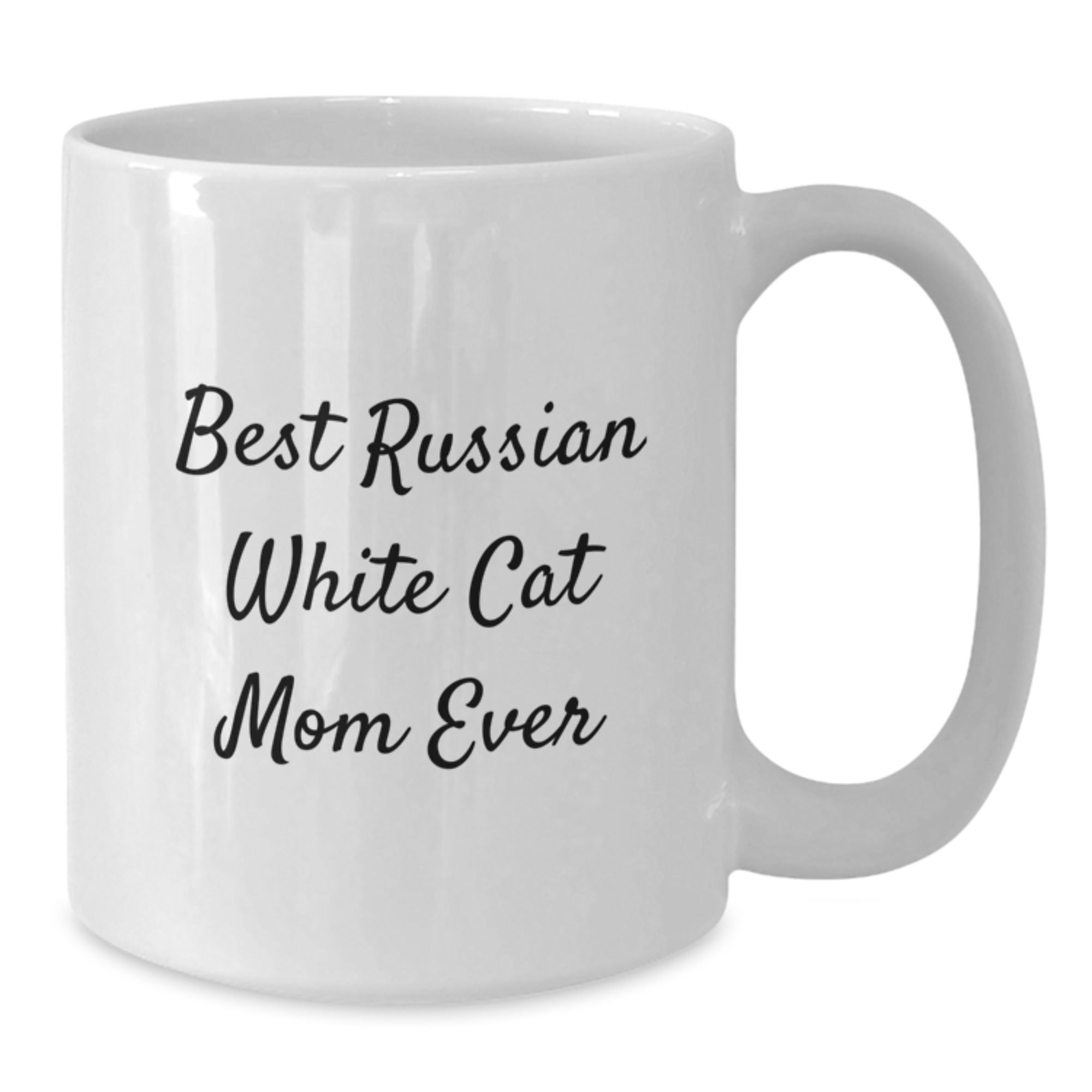 Russian White Cat Mom Gifts for Friends and Family, Funny White Coffee Mug for Graduation, Best Mom Ever Quote - Additional