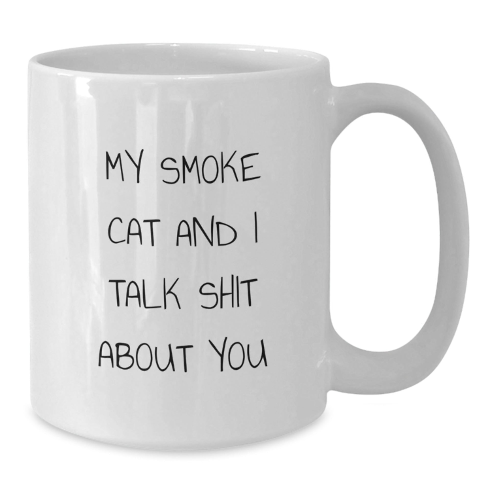 Funny Smoke Cat Gifts from Men to Women, Unique Valentine's White Coffee Mug for Smoke Cat Lovers, 'My Smoke Cat And I Talk Shit About You' - Additional