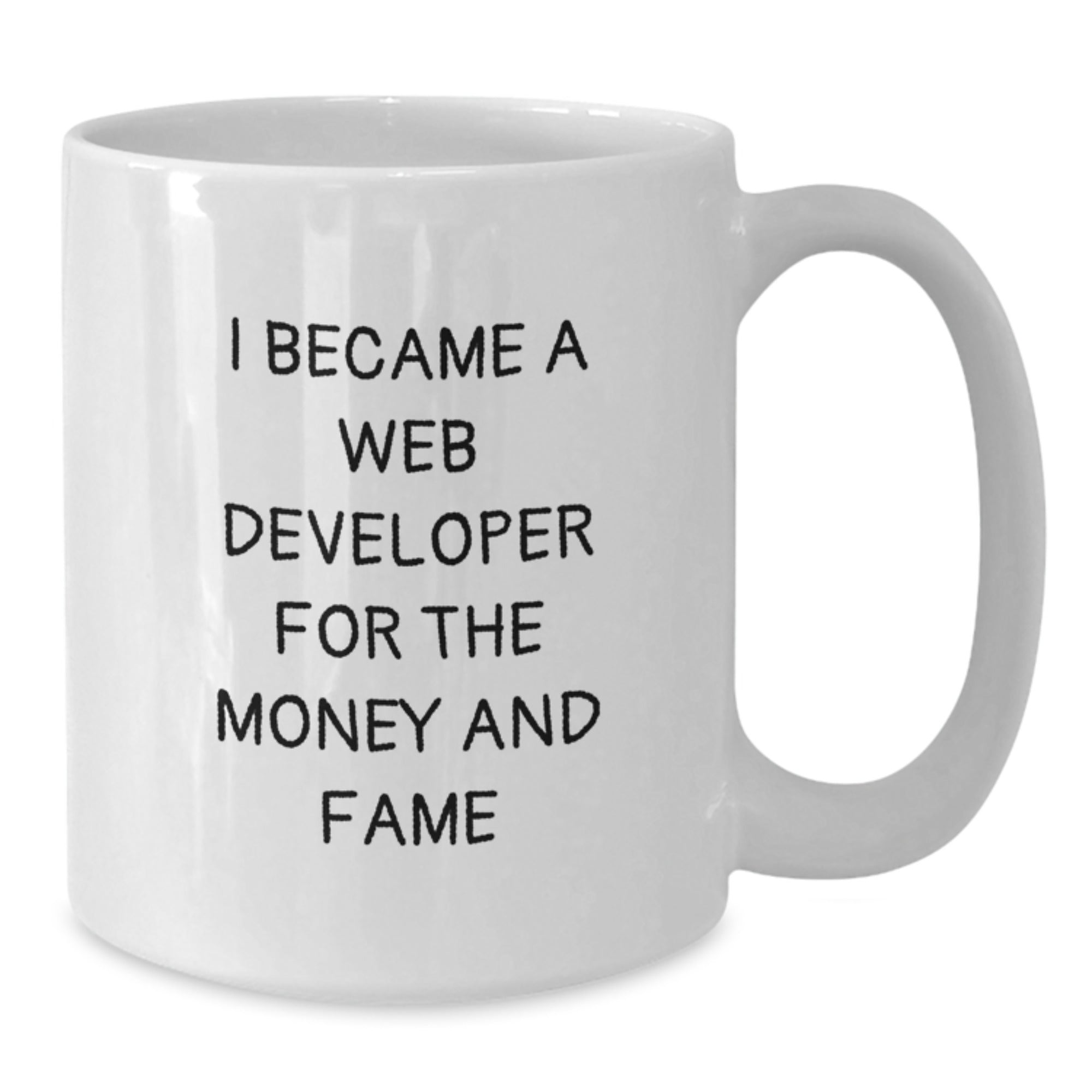 Funny Web Developer Gifts for Birthday - 'I Became A Web Developer For The Money And Fame' Quote, White Coffee Mug for Men or Women, Gifts from Friends or Family - Additional