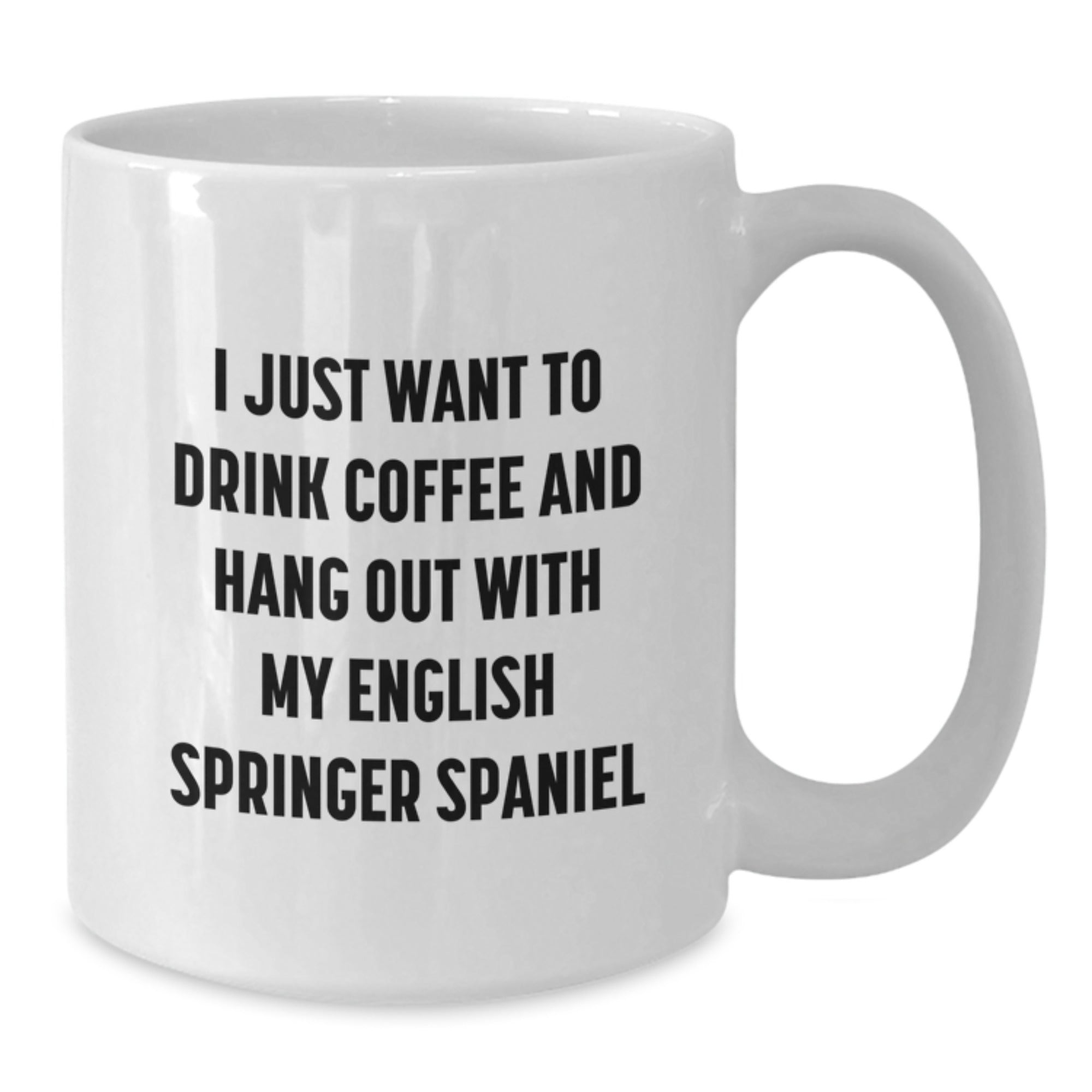 Funny English Springer Spaniel Dog Lovers Gifts from Men to Friends for Birthday - White Coffee Mug, 'I Just Want To Drink Coffee And Hang Out With My English Springer Spaniel' - Additional