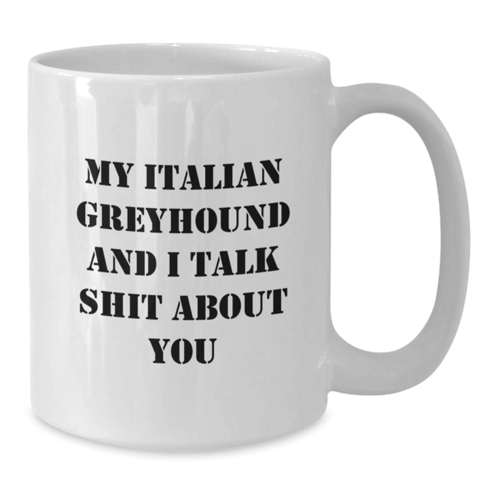 Italian Greyhound Dog Lovers Funny Gifts from Women, Gifts for Italian Greyhound Dog Owners, White Coffee Mug with Quote 'My Italian Greyhound And I Talk Shit About You' for Birthday - Additional