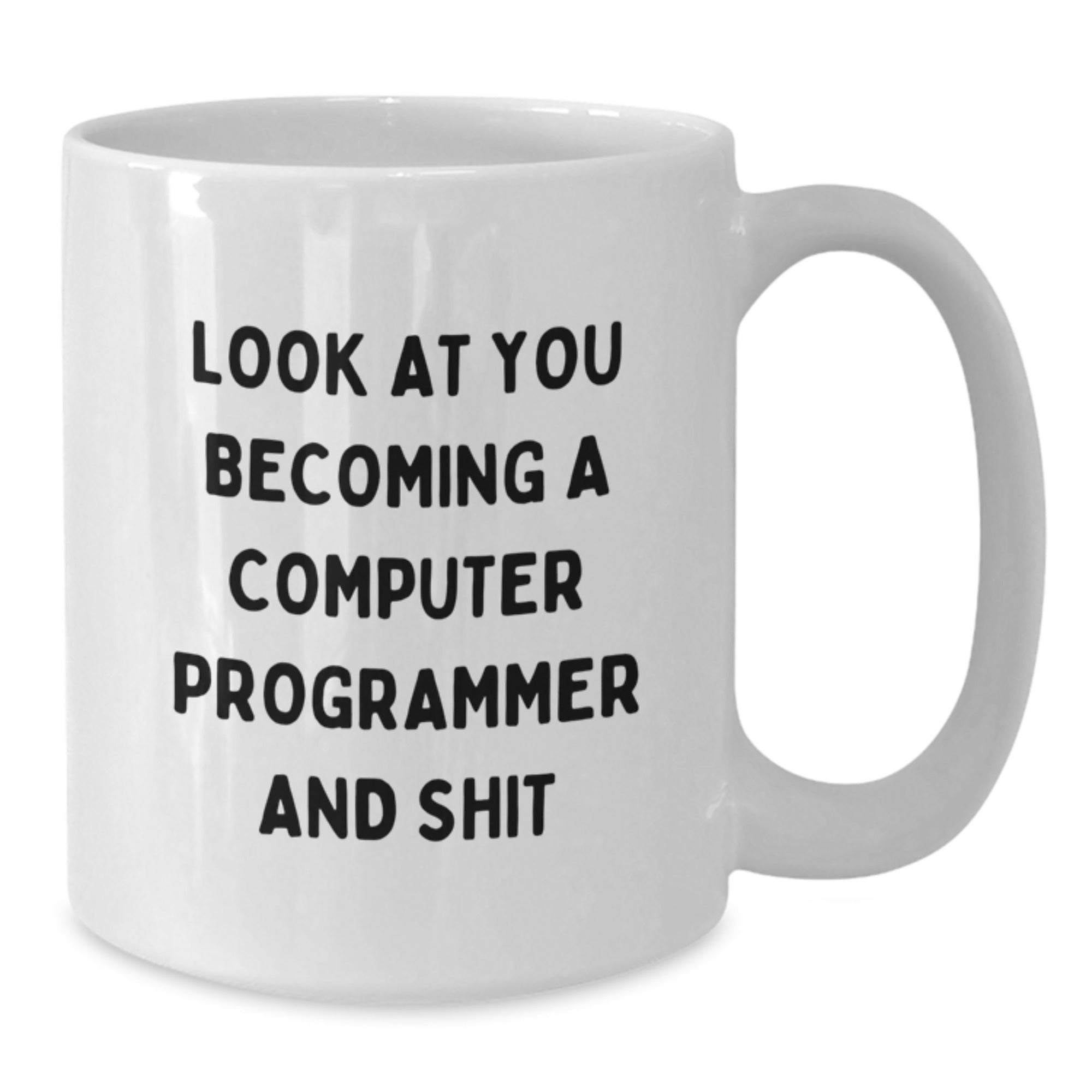 Funny Computer Programmer White Coffee Mug Gifts for Him from Friends, Look At You Becoming A Computer Programmer And Shit, Christmas Unique - Additional