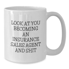 Funny Insurance Sales Agent Gifts for Him, White Christmas Unique Coffee Mug with Inspirational Quote - Additional