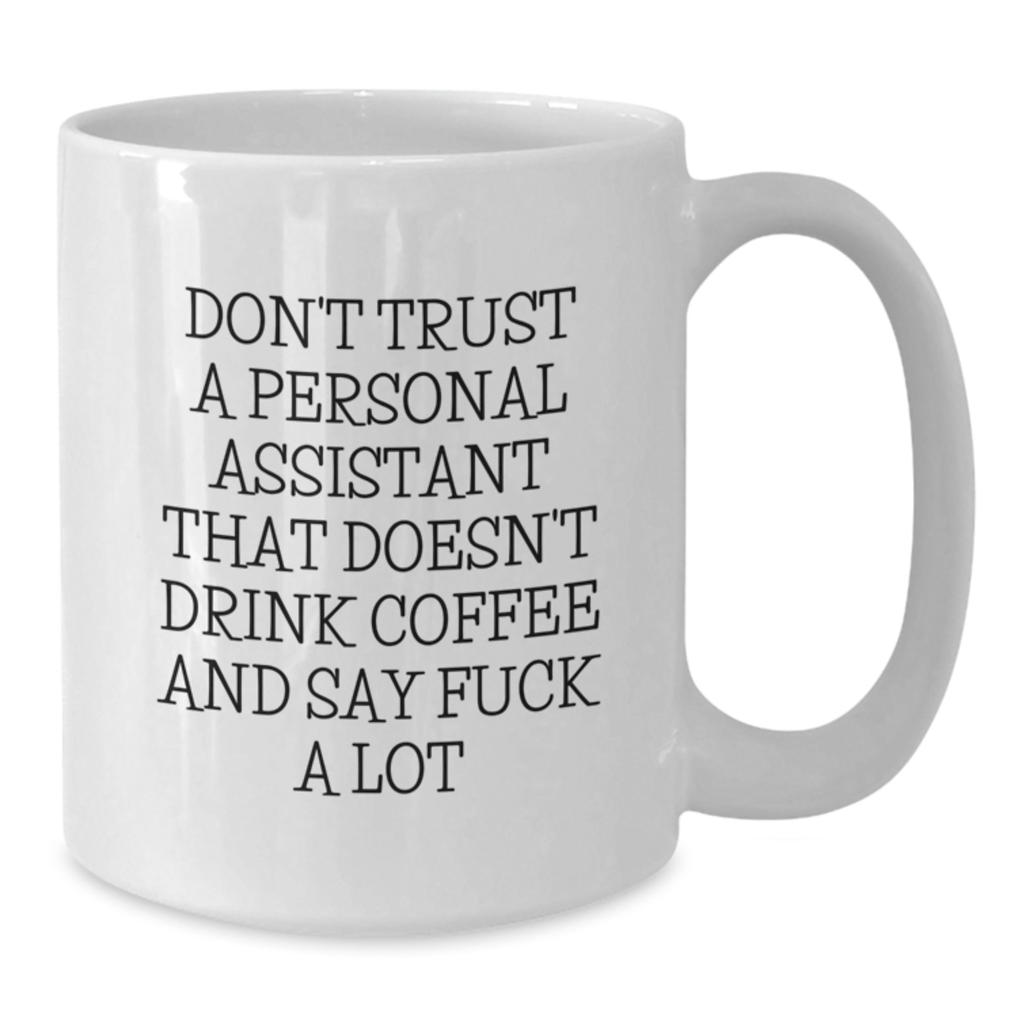 Funny Personal Assistant Gifts from Friends for Christmas Unique White Coffee Mugs with 'Don't Trust A Personal Assistant That Doesn't Drink Coffee And Say F--k A Lot' Quote - Additional
