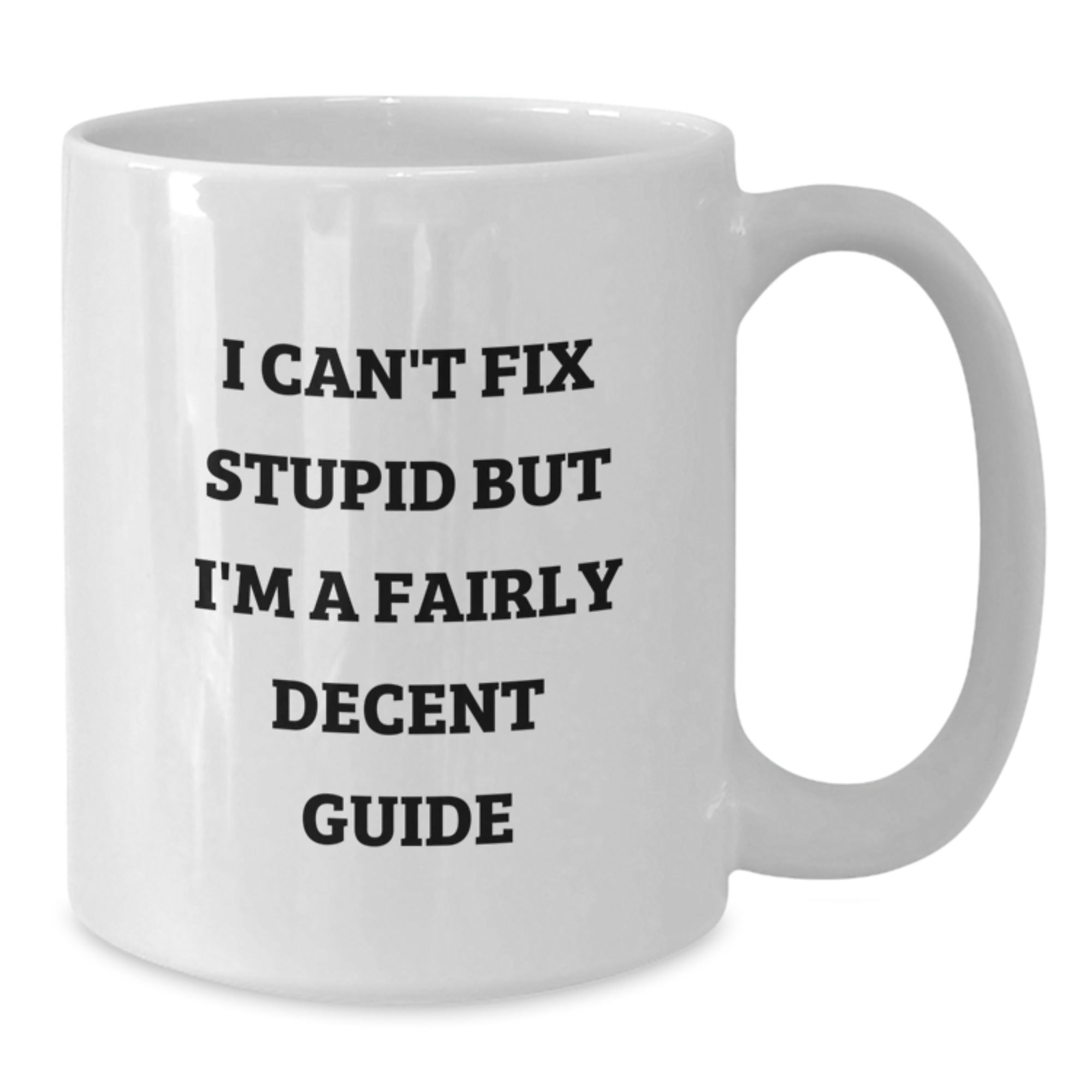 Gifts for Guide Enthusiasts, Funny White Coffee Mug, I Can't Fix Stupid But I'm A Fairly Decent Guide Quote, White Ceramic Mug for Guide Lovers, Christmas Unique Gifts from Friends - Additional