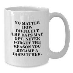 Inspirational Dispatcher Gifts from Friends, Funny 'Never Forget The Reason You Became A Dispatcher' White Coffee Mug for Graduation - Additional