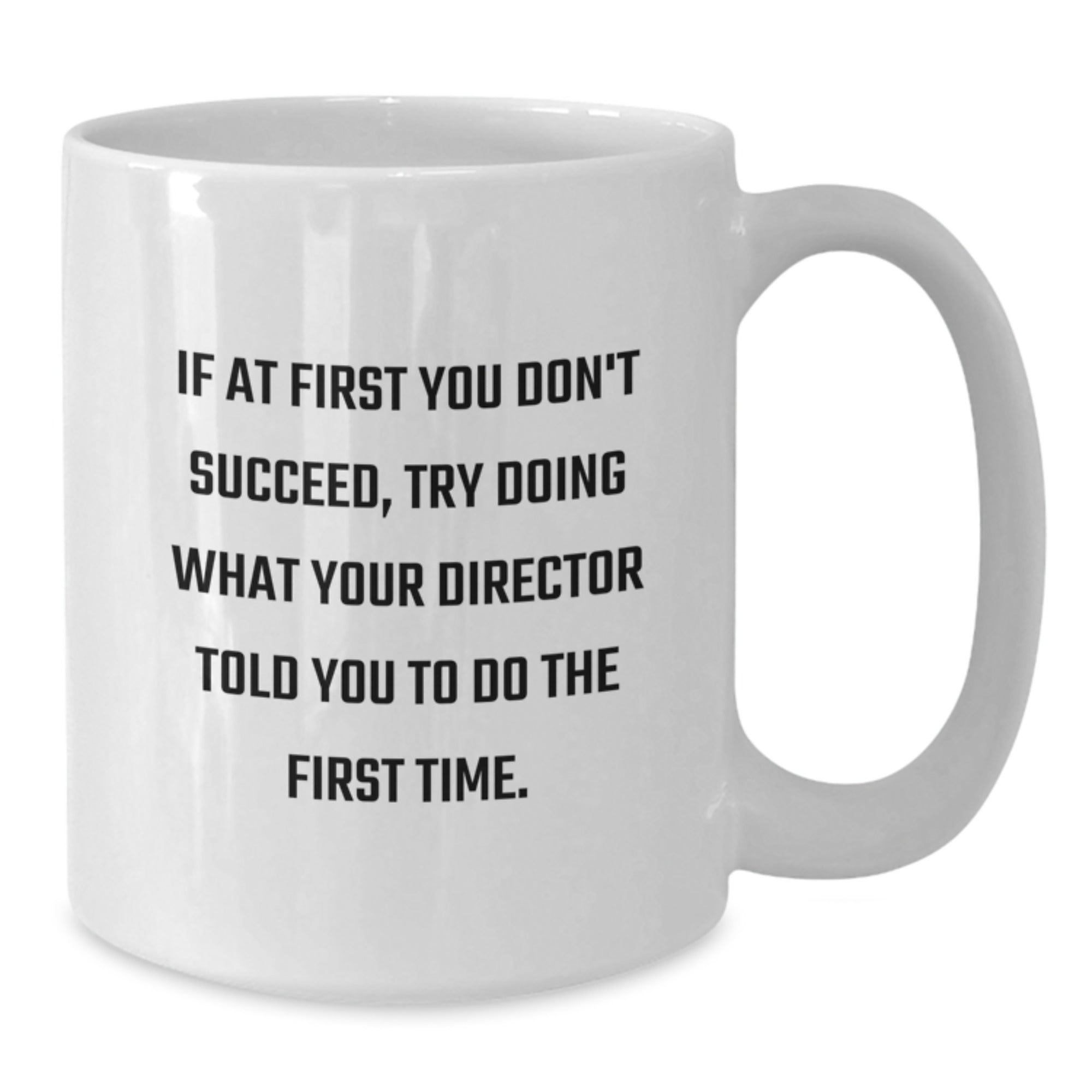Funny Quote Gifts from Friends for Director Christmas Unique Mugs, White Coffee Mug - If At First You Don't Succeed, Try Doing What Your Director Told You To Do The First Time. - Additional