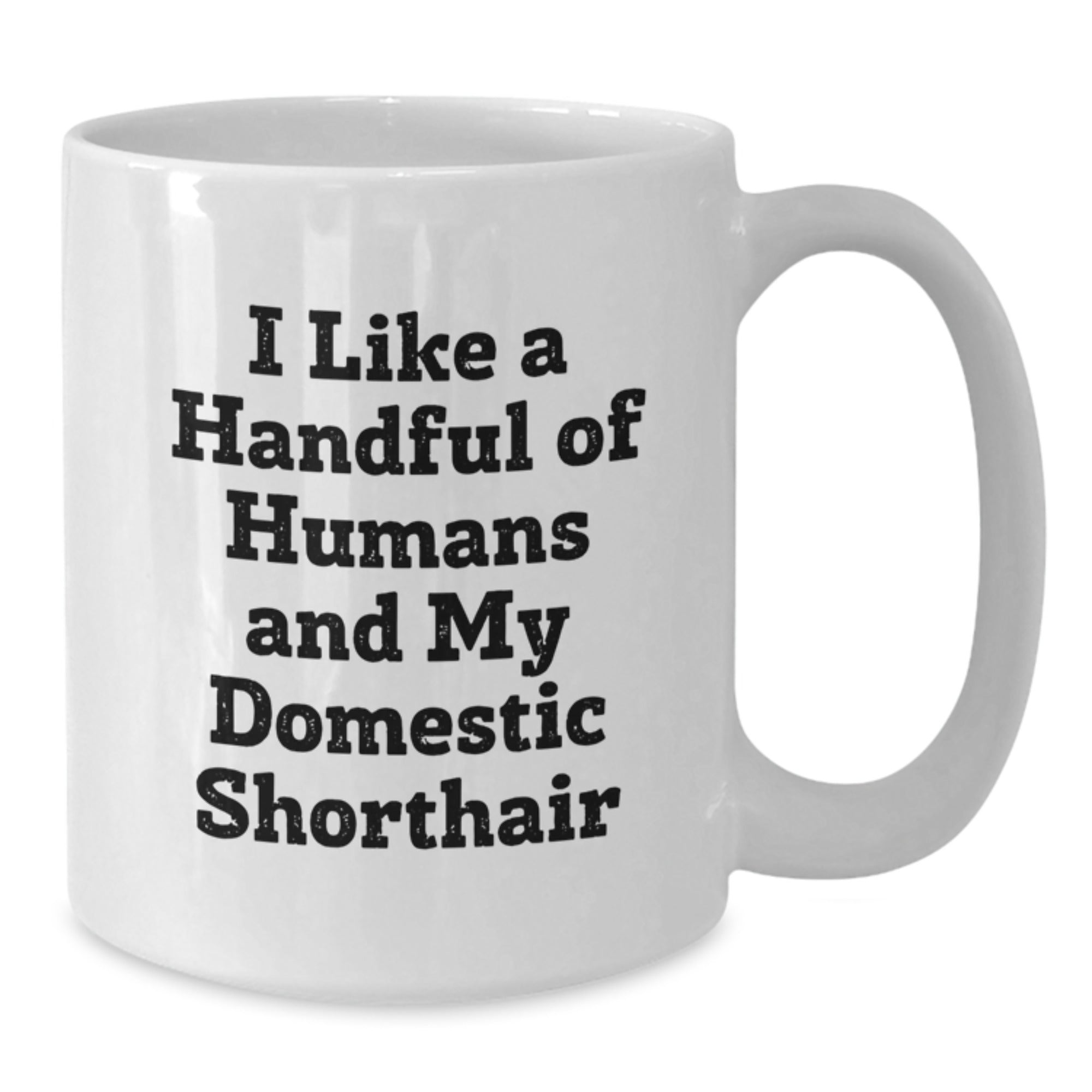 Funny Domestic Shorthair Cat Lover Gift, I Like A Handful Of Humans And My Domestic Shorthair Cat, White Coffee Mug for Birthday from Friends to Family - Additional