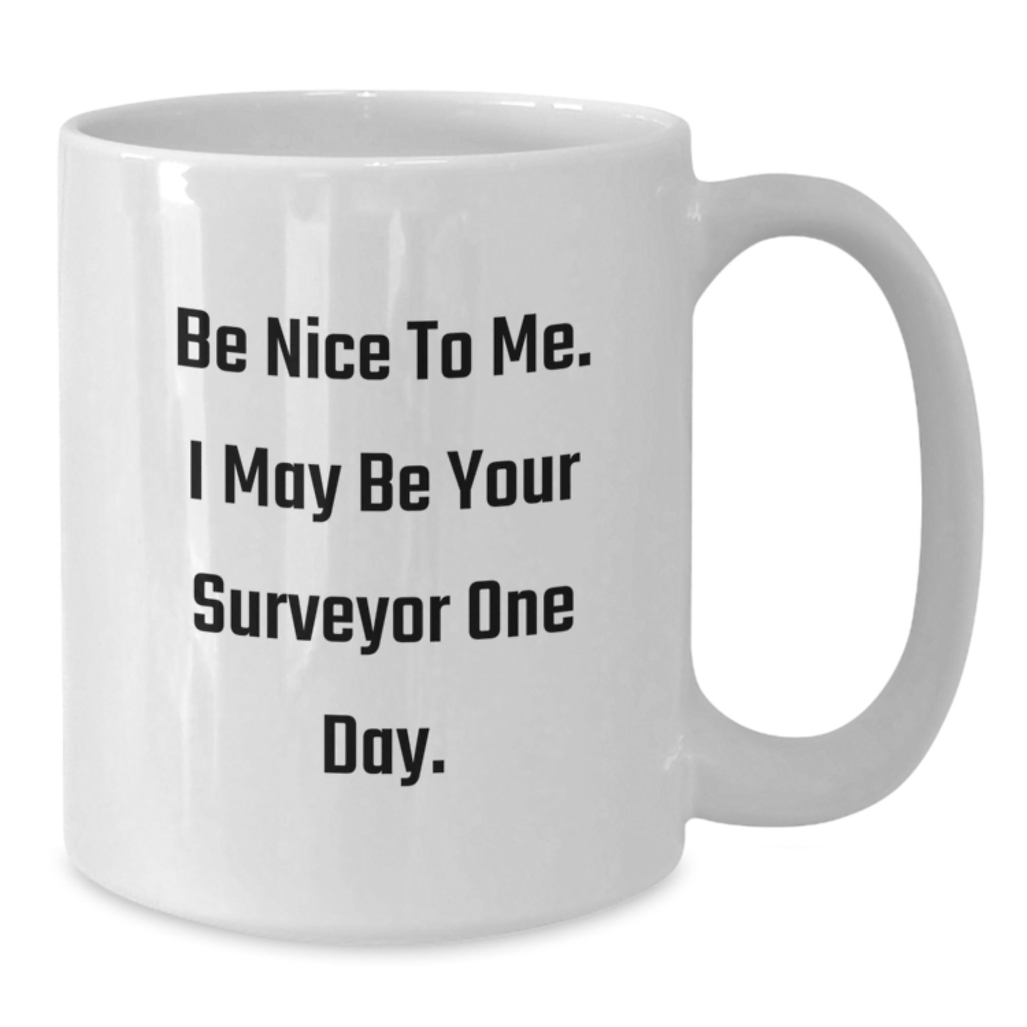 Funny Surveyor Gifts for Men from Friends, White Coffee Mug, Be Nice To Me. I May Be Your Surveyor One Day., Christmas Unique Gift Ideas - Additional