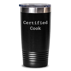 Certified Cook Funny Gifts for Birthday Men Friends Coworkers Family from Cooks with Tumbler Quote, 20oz or 30oz Stainless Steel Vacuum Insulated Tumbler - Main