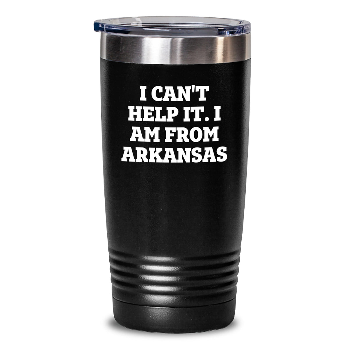 Funny Arkansas Gifts from Friends - 'I Can't Help It. I Am From Arkansas' Tumbler, Black, 20oz or 30oz, Hot and Cold Insulation, Birthday Unique Gifts - Main