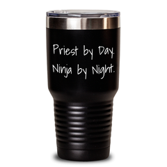 Priest Gifts from Friends, Priest By Day. Ninja By Night. Funny Tumbler for Graduation, Gifts for Priest, 20oz or 30oz Capacity - Main