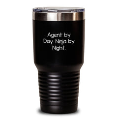Agent Gifts from Friends and Family - Agent By Day. Ninja By Night. Graduation Unique Tumblers for Agent Men and Women - Main