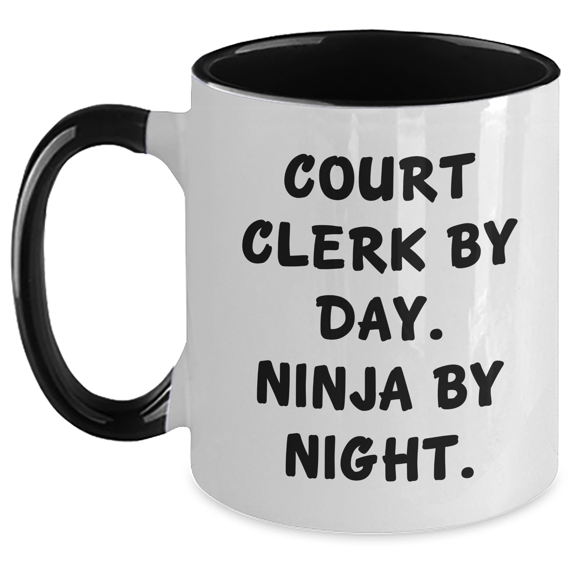 Court Clerk By Day. Ninja By Night. Funny Two Tone Coffee Mug, Gifts from Men for Court Clerk, Unique Father's Day Unique Gifts - Main